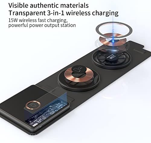 Безжична зарядно устройство YALANDER Magsafe 3 в 1 за мобилни телефони iPhone и Android за няколко устройства, Предмети