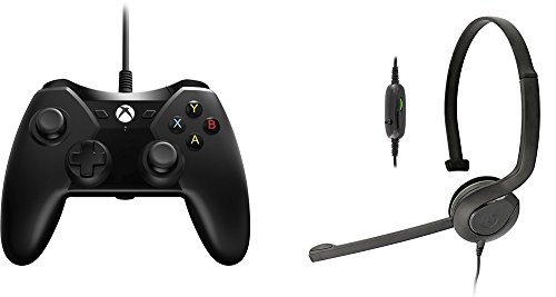 PowerA - Комплект кабелна контролер и слушалки за чат за Xbox One - Черен