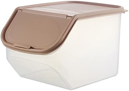 JAHH Преносим прозрачен с кухненски кутия за съхранение на ориз с панти капак, диспенсер за зърнени люспи, контейнер-органайзер за продукти (цвят: черен размер: 1)