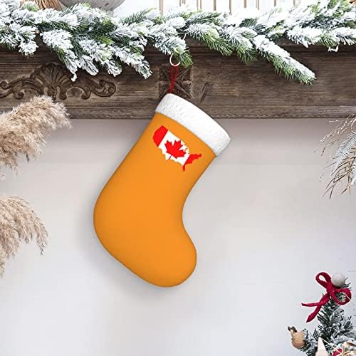 Карта на САЩ, на Канадския Флаг Коледен Отглеждане на Коледна Украса Класически 18 Инча(А) А) Камина, Окачен Чорап