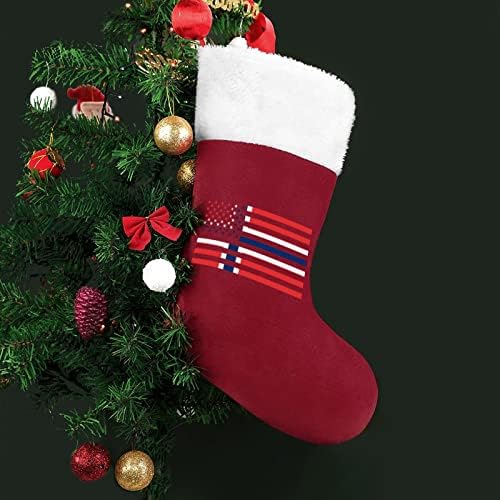 Норвегия Американски Флаг Коледен Отглеждане Класически Висящи Орнаменти Бял Маншет Чанта Бонбони за Семейна Почивка