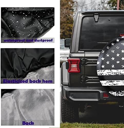 Jusen Черно-Бял Ретро калъф за резервна гума с Флага на сащ, Защита от атмосферни въздействия, за Защита от прах, подходящ за Jeep Wrangler АВТОБУСА, suv, ремарке за камион, Вод?