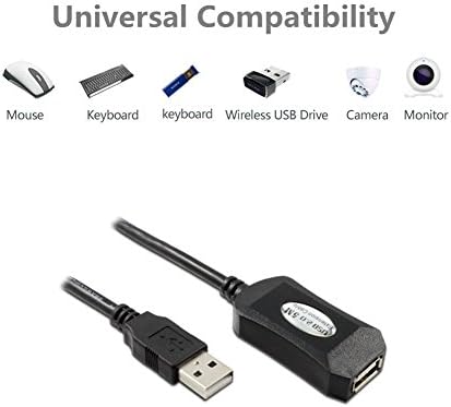 Удлинительный кабел TECHTOO USB 2.0 16-Крак Кабел Активен USB-ретранслатор от Типа Мъж-жена са с вградени чипове усилване на