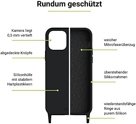 Калъф Artwizz HangOn, съвместим с iPhone 14 - Еластичен Силиконов защитен калъф като верига за мобилен телефон за окачване