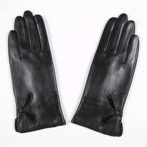 n/a Зимни Кожени ръкавици, Дамски ръкавици с топла мека подплата за шофиране (Цвят: D, Размер: Код M)