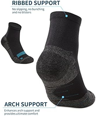 Чорапи AKASO Quarter Athletic за джогинг Coolmax, Без Мирис, Абсорбиращи Влагата, Без Мехури, Безшевни Чорапи за мъже и жени, от 2 опаковки