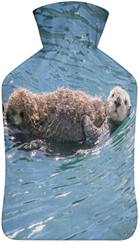 Забавна Бутилка с Гореща Вода Floatig Otter 1000 мл, Скъпа Мека Чанта за Впръскване на Вода, Топло за Ръце, Топли
