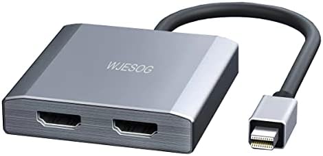 Сплитер WJESOG Mini Displayport към dual HDMI с резолюция от 4K @ 60Hz, хъб ОПР на 2 HDMI с поддръжка на многопотоковой