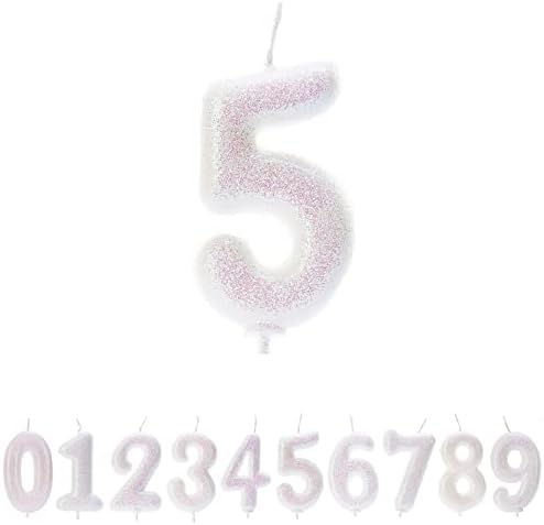 Ярката Свещ с Переливающимися Пайети Anniversary House, Номер 5, Topper за Торта на 5-ия ден от Раждането, 7 См, AHC01/5
