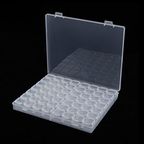 AKNHD Кутия-Органайзер За Бижута Пластмасова Прозрачна Кутия За Съхранение с Решетки Бижута Дизайн Нокти Хапчета Мъниста