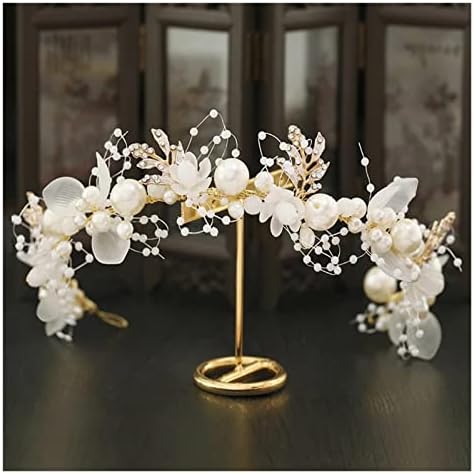 Перла цвете HOUKAI JIAMEI Златна корона Кристални декорации на Сватбени Диадема-ръчна изработка, изработени от