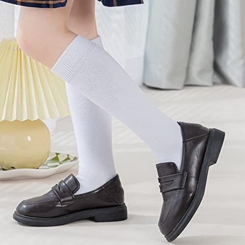 Чорапогащи до Коляното за момичета/Плетени/В рубчик Чорапи за училищна униформа, 3/6 опаковки, Безшевни Чорапи-тръба,