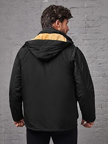 Якета OSHHO за жени и мъже с капак и джоб с цип, Топло палто на лигавицата с качулка (Цвят: черен Размер: X-Small)