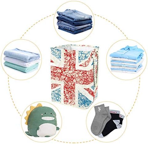 Кошница за дрехи Inhomer Great British Флаг на Великобритания с Текстура Гръндж Сгъваема Кошница за Дрехи на Търговската