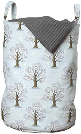 Чанта за дрехи Ambesonne Trees, Ритмични Романтична фигура Дъбова гора в Тихо пастелни цветове, Кошница за дрехи с дръжки, заключващи