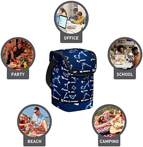 Илюстрация на Зодиакалния Хороскоп Чанта за Обяд за многократна употреба Обяд-Бокс Голяма Вертикална Кутия за Обяд с Регулируем пагон