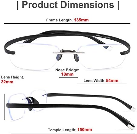 ЛУКСОЗНИ Очила за Четене Без Рамки Super Light TR90 Eye Frame Anti-Blue за Възрастни Унисекс B4006