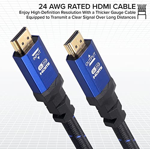 Кабел 4K, HDMI 2.0 дължина от 6 фута [10 бр. в опаковка] от RitzGear. Високата найлонова оплетка на кабела със скорост