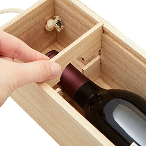 2 Опаковане на Дървена Кутия за Вино с Дръжка, Подаръчни Кутии от Дърво Павловния с Плъзгащ се Капак за Парти по повод на Housewarming
