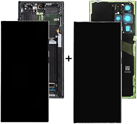 6,8Оригинален за Samsung S22 Ултра Сензорен екран Дигитайзер S22Ultra 5G S908E S908E/DS S908U S908W S908B/DS Подмяна на LCD екрана (с черна рамка и заден капак)