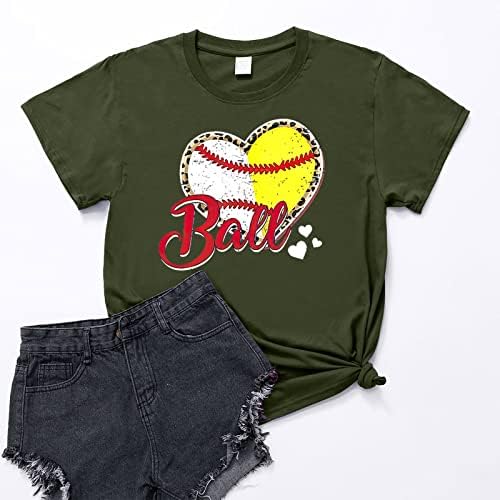 Дамски Блузи, начинът, по който Ежедневни Бейзболна Фланелка с Графичен Дизайн, Забавна Бейзболна Лятна Тениска, Ежедневни Блузи с къс ръкав и кръгло деколте