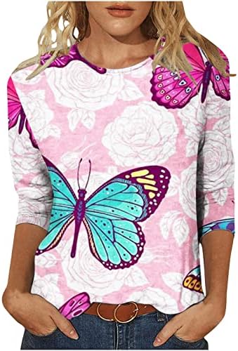 Летни Блузи с ръкави 3/4 Дамски Неон Тениска с принтом Пеперуди За Момичета, добре облечени Скъпа Блуза, Блузи,