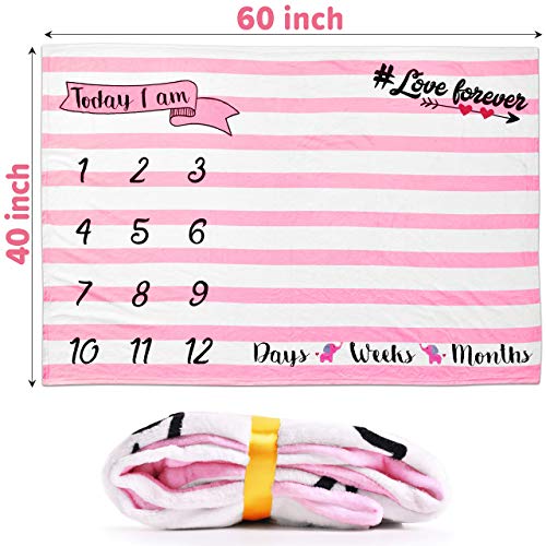 За награда в памет на дете + Розово одеяло Milestone + Малка тетрадка с чисти сетивни мастило + 28 на етикети