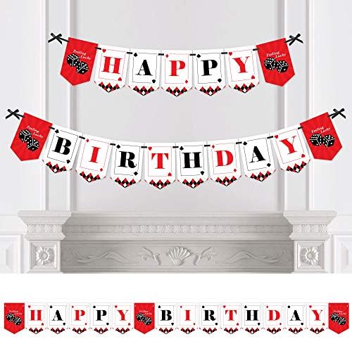 Голяма точка за щастието в Лас Вегас - Банер за парти по случай рождения Ден на казино - Украса за парти по случай рождения ден - честит рожден Ден