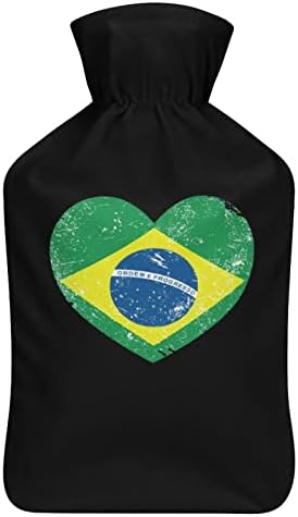 Бразилски Ретро Флаг във формата На Сърце, Топло за Топла Вода, Гумена Топло в Леглото, Скъпа Топла Чанта с Калъф за Облекчаване