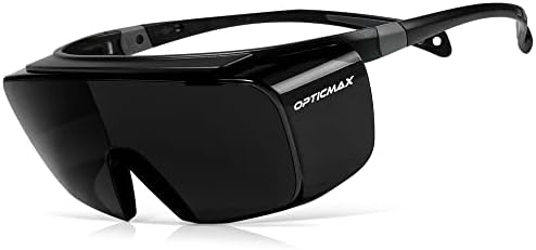 Защитни очила Optic Max, които се поставят на върха точки, рецепта по ваш рецепта. Лещи със защита от замъгляване и надраскване, Регулируеми лък тел