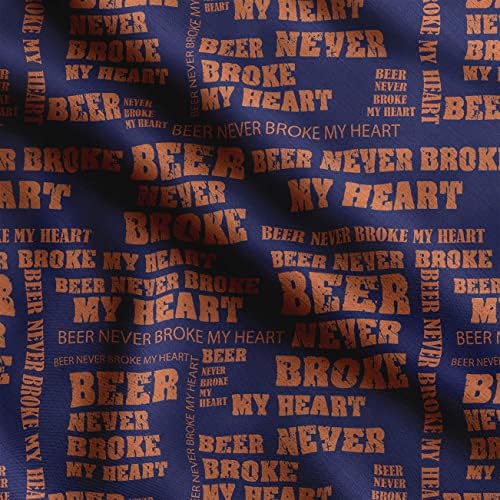 Тъкани от поли-крепа Soimoi тъмно синьо, бира никога не е разбивало сърцето ми, плат за бродерия с текст принтом ширина