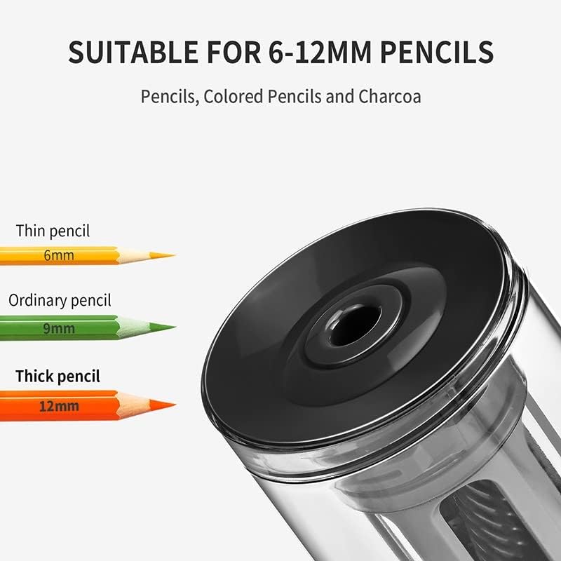 YTYZC Електрическа острилка за моливи Голяма тежкотоварни 6-12 мм Цветна Ръчна острилка за моливи USB за детски канцеларски материали (Цвят: OneColor, размер: 9,3 * 17,9 см)