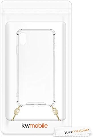 Калъф kwmobile, Съвместим с Apple iPhone Xs Max - чанта за Носене през рамо, Прозрачен Калъф за телефон от TPU с метална каишка-веригата - Прозрачен / Златни