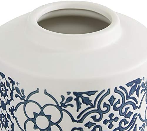 Декоративни керамични буркани Deco 79 с модели от испанските плочки, Комплект от 2 кутии 11 , 9H, Бял