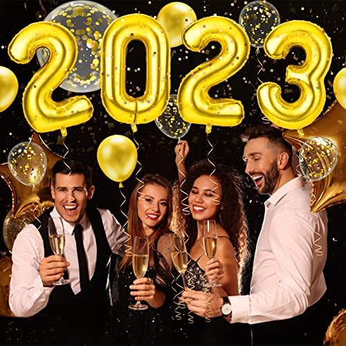 40 инча 2023 балони с цифри, Златна набор от балони 2023, Накити, Големи, за да проверите за Новогодишната партита 2023