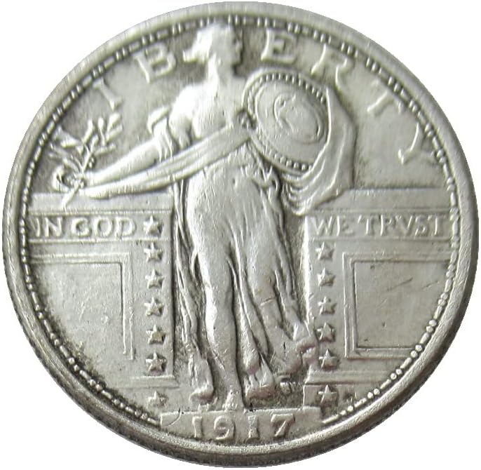 Възпоменателна Монета с Репродукцией 25 Цента Пред Свободата на 1917 г., която е Покрита със Сребро