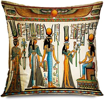 CHARLLR Египетски Калъфки за Комплект от 4, 18x18 Инча, Гробницата на Царица Изида Египет Египет Древните Пирамиди Африка Канцеларски Стоки За Дома Калъфки за възглавниц?