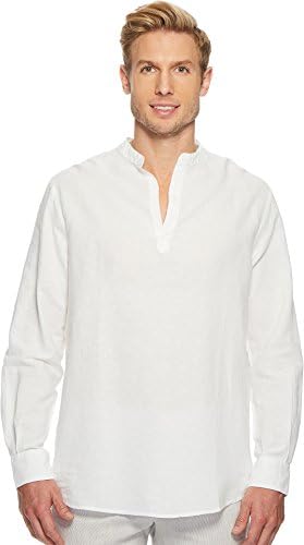 Мъжки Однотонная Бельо Памучен риза Perry Ellis с дълъг ръкав
