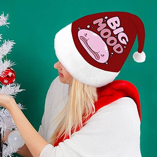 Коледна шапка голямо настроение във формата на розова риба-капка, шапка на Дядо Коледа, забавни коледни шапки, шапки