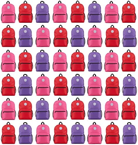 Yacht & Smith 48 X 17-инчови Раници на Едро за учениците, 12 Различни цвята - Обемни чанти за книги, Водоустойчив раници