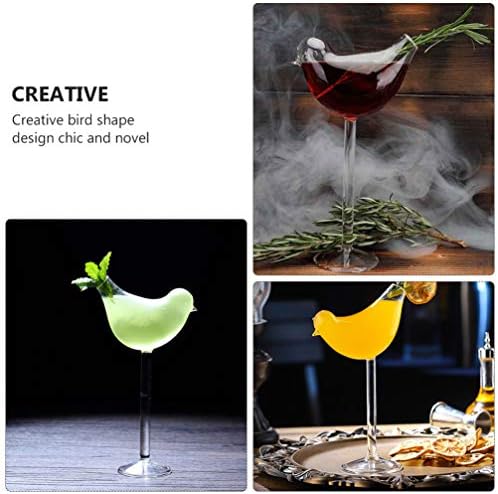 YARDWE Чаши за Вино Чаши за Уиски 2 елемента под формата На Птица Коктейлна Чаша Прозрачна Чаша за Мартини