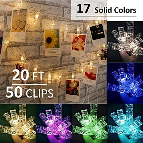 Solhice 20-подножието Гирлянди с клипове за снимки, които променят Цвета, 50, led, RGB Висящи Стенни Лампи
