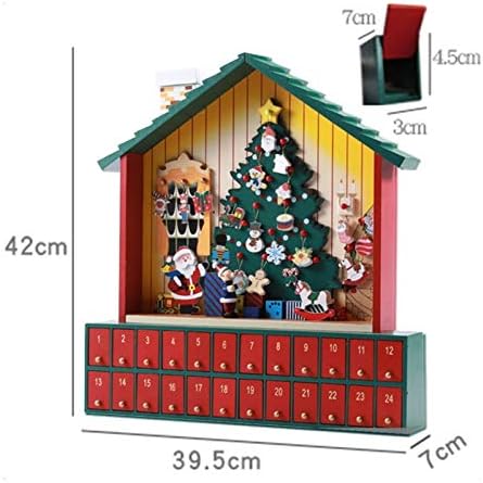 Адвент календари Коледна къщичка с 24 отваряеми чекмеджета Хубава Коледна Празнична украса (Цвят: червен, размер: