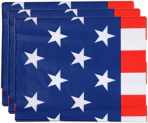 Корица на маса от Пластмаса, Покривки Iconikal, Американски флаг, 54 x 108 инча, 3 опаковки