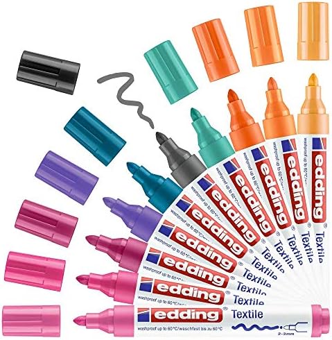 текстилните маркери edding 4500 - комплект от 10 цвята (тренд) - кръгло перо 2-3 мм - постоянни тъканни маркери