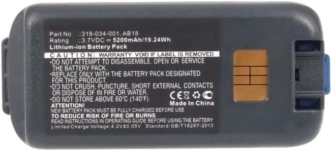 Батерия за цифров баркод скенер Synergy, съвместим със скенер баркод Intermec CK3B (литиево-йонна, 3,7 В, 5200 mah), подмяна на батерията Intermec 318-033-001