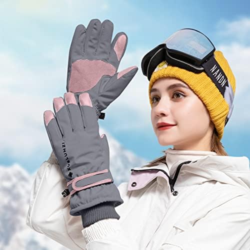Qvkarw - Ски ръкавици с кадифе, съхраняващи зимна дебелина за езда в непромокаеми топъл зимен спортно оборудване