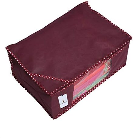 Нетъкан калъф за сари Kuber Industries /Чанта за Сари /Чанта за съхранение от 6 теми (тъмно лилав цвят) от тъкан 90 ГОРИВО