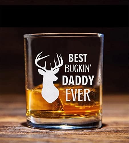 QPTADesignGift Най-Чаша за уиски Buckin Татко В историята - една Чаша На Ден на бащата - Подарък нов татко - Чаша за уиски - Забавен подарък за рожден ден - на Лов за Ден на бащата