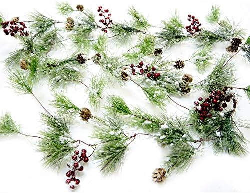 Коледна Гирлянда CraftMore Winter Smokey Pine със Сняг, Плодове и Борови шишками